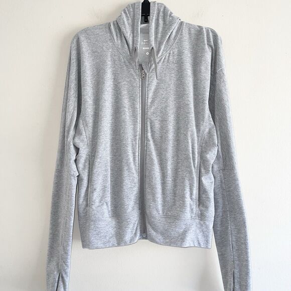 Nike Knit Track Jacket Size S Hooded Thumb Hole Pockets Full Zip Lightweigth - Picture 1 of 12